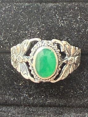 VTG Sterling Silver Jade Butterfly Ring Sz6.75